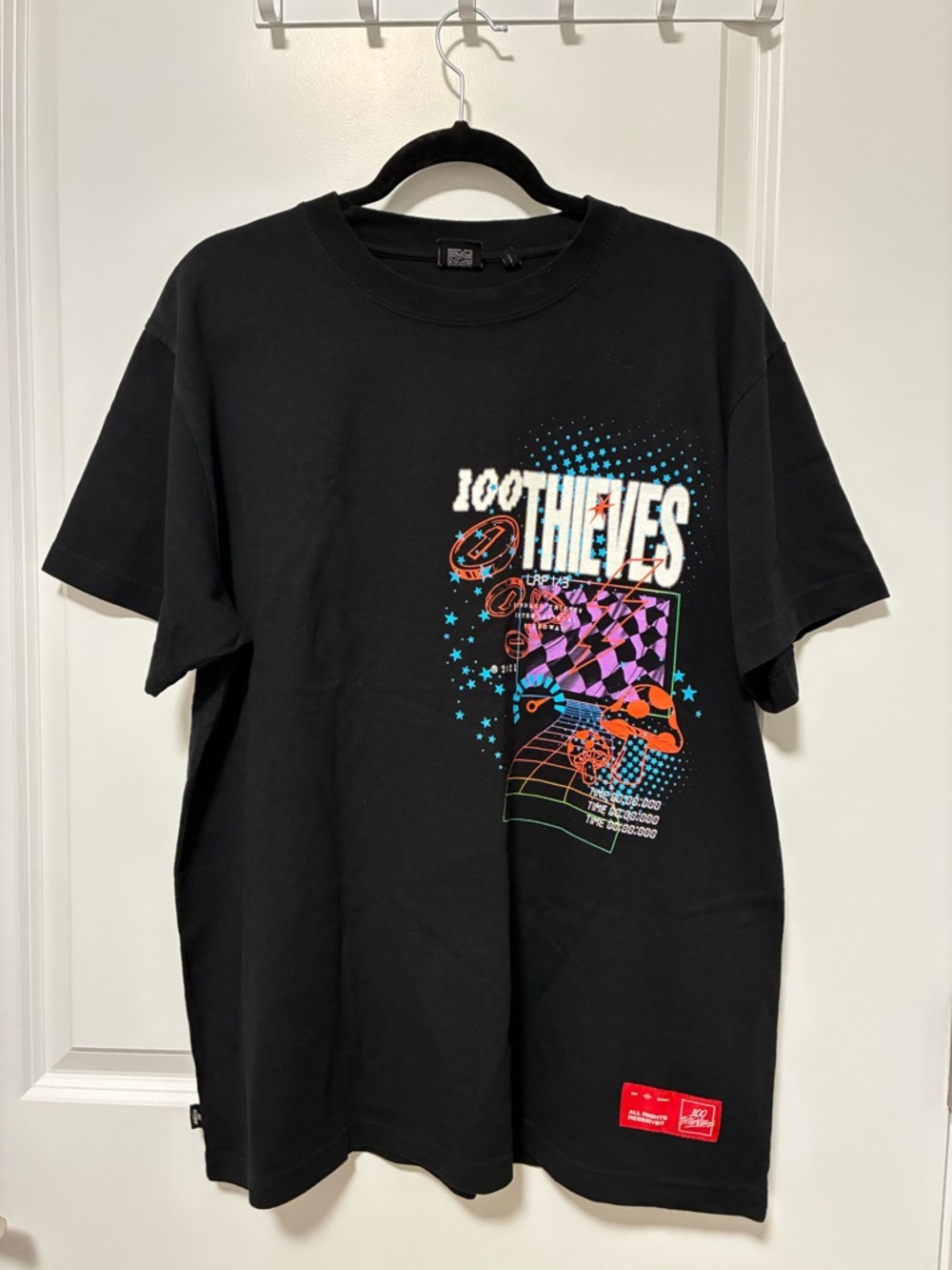 100 Thieves Black Graphic Tee with Neon Print